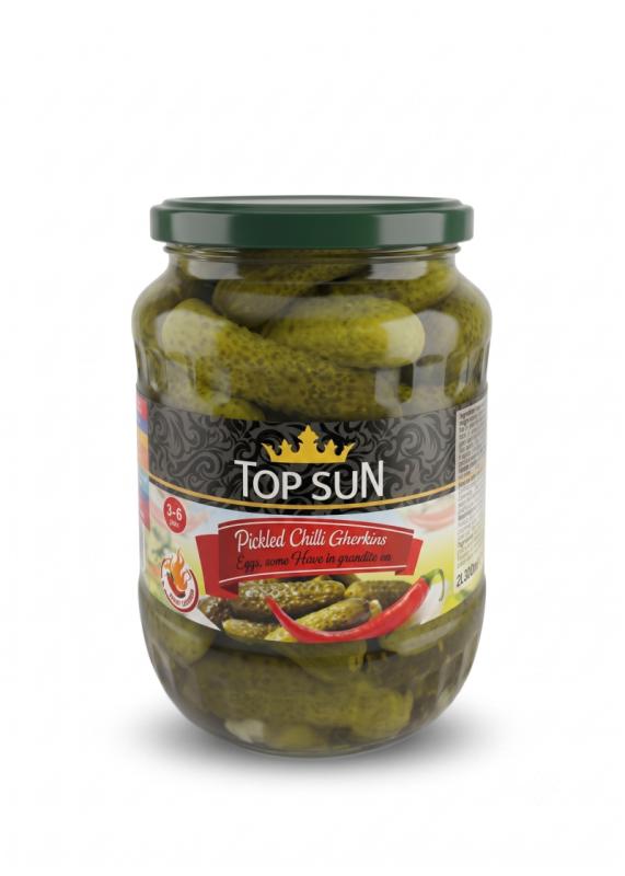 Marinated chili cucumber, Top Sun, 3-6 cm, 680 gr.