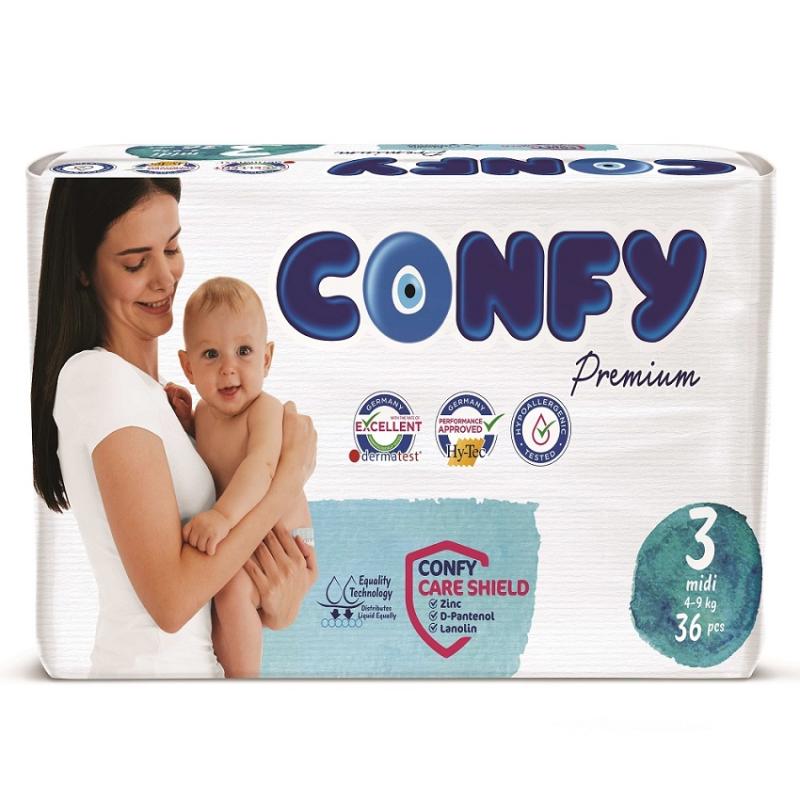 CONFY PREMIUM BABY DIAPER(3) MIDI ECO 36 pc