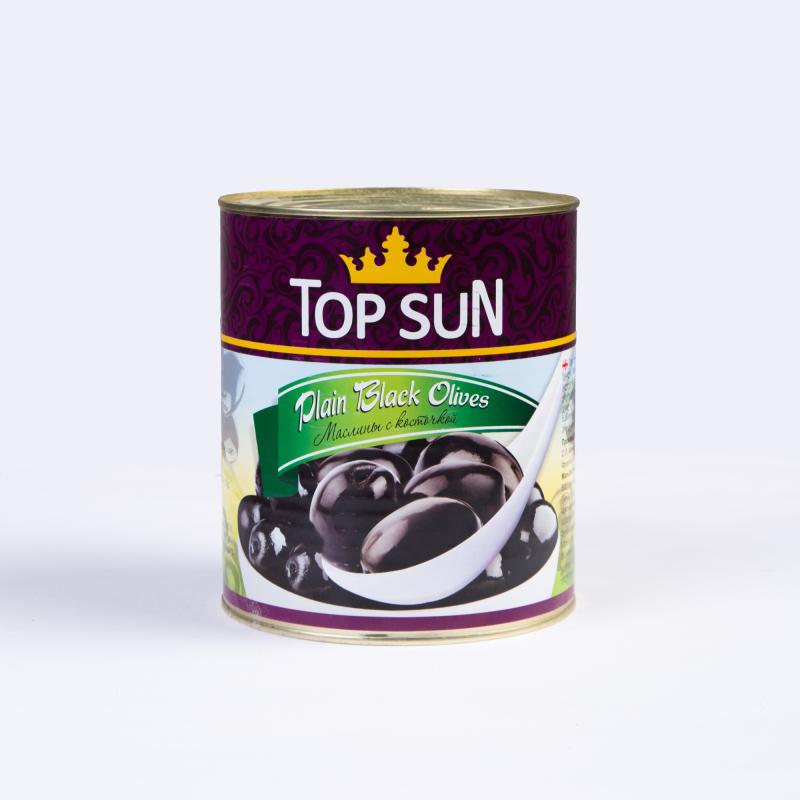 Top Sun Whole Black Olives 425Ml